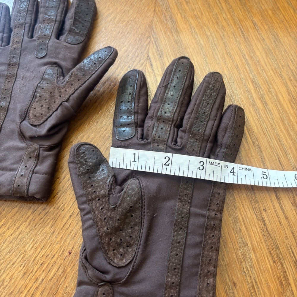 Vintage Isotoner Warm-Ups by Aris Brown Spandex Driving Gloves Women Medium - Picture 5 of 10